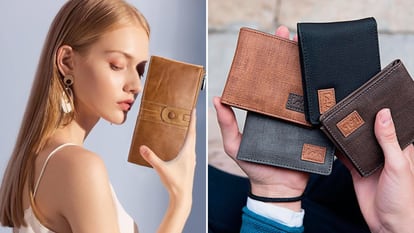 Cartera, Tarjetero y Billetera de Cuero para Hombre con diseño y