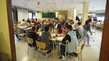 Aula de un instituto de ense&ntilde;anza secundaria de Madrid. 