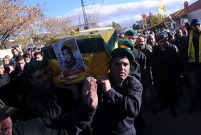Funeral, el 29 de noviembre, por un miliciano de Hezbolá muerto en combate en Siria.
