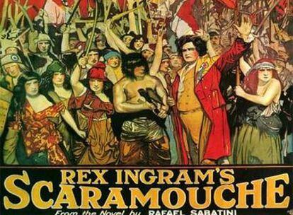 Cartel de promoción del filme <i>Scaramouche,</i> la versión protagonizada por Ramón Novarro en 1923.