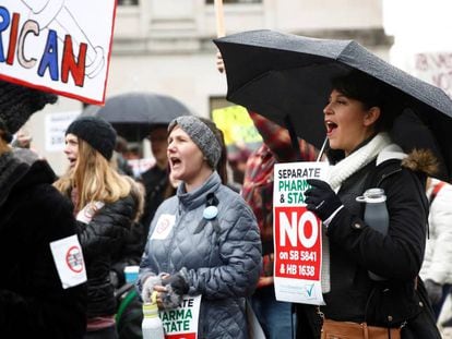 Una protesta de los antivacunas en Washington, en febrero.