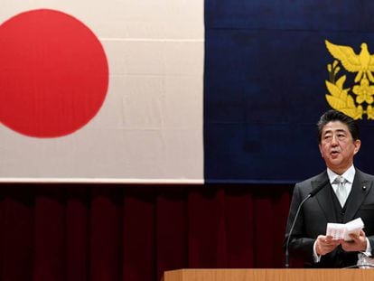 El primer ministro de Japón, Shinzo Abe, durante un discurso el pasado 17 de marzo.