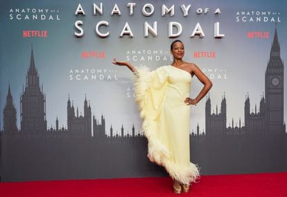 Actress Josette Simon poses at the Anatomy of a Scandal premiere event in London on April 14.