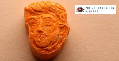 Foto facilitada por la policía de Osnabrück de las pastillas con la cara de Trump.