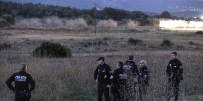 Un grupo de policías locales rastrean la zona de Calviá, el pasado 3 de diciembre.
