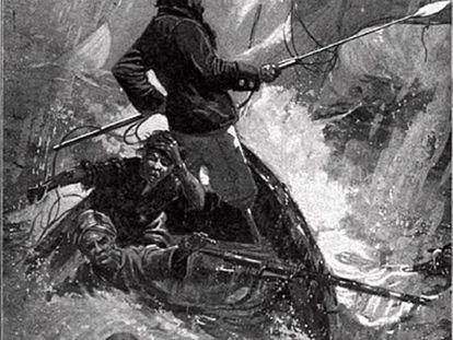 Ilustración de la caza final de Moby Dick