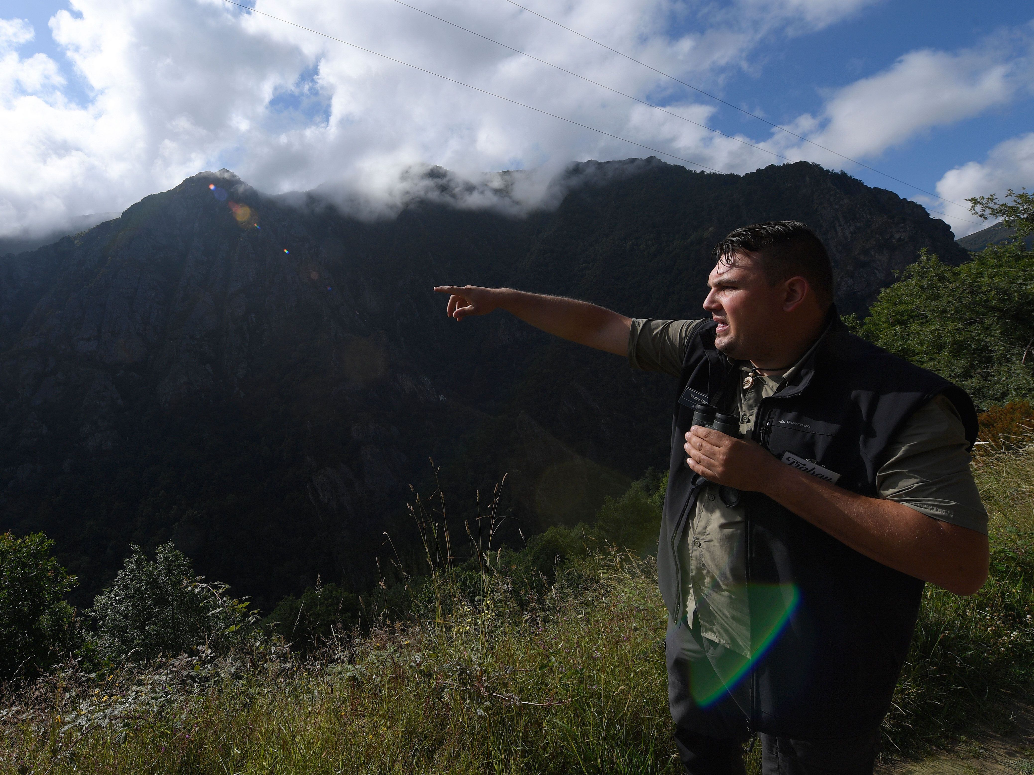 El técnico forestal Víctor García en una de las visitas guiadas que organiza en el Parque Natural de Fuentes del Narcea, Degaña e Ibias, refugio de unos 300 osos.