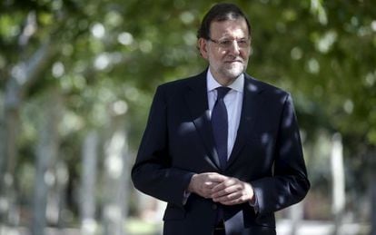 Mariano Rajoy este jueves en los jardines de La Moncloa.