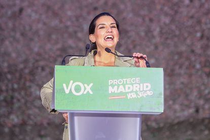 Rocío Monasterio, en el acto de cierre de campaña de Vox.