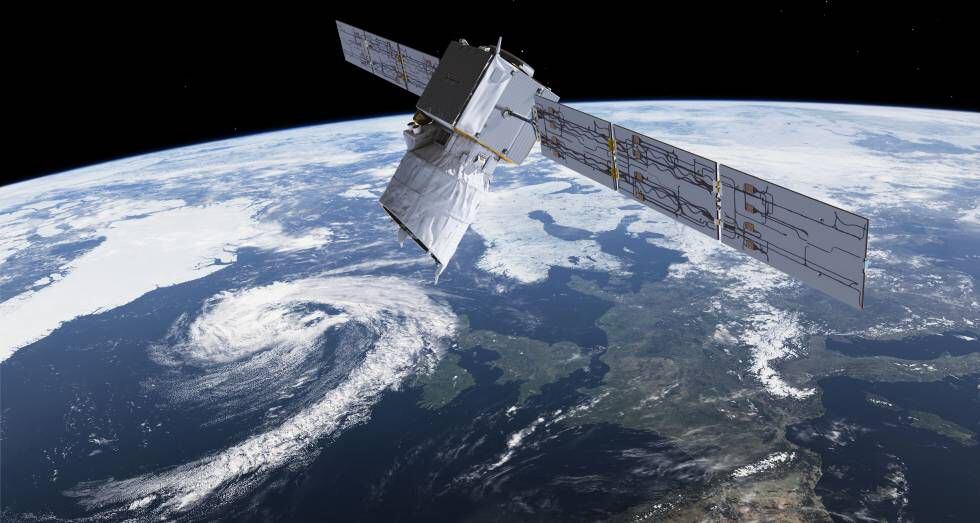El satélite 'Aeolus' de la ESA, sobre Europa.