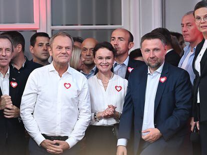 Donald Tusk, en la noche electoral del domingo, en Varsovia.