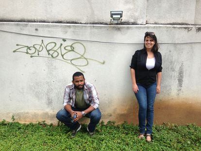 Abraham Jiménez Enoa y Elaine Díaz el lunes en La Habana.