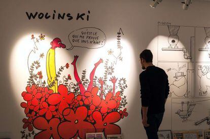 Obra del dibujante Wolinski, asesinado en la masacre de 'Charlie Hebdo', en una muestra que repasa en Angulema la historia de la revista.