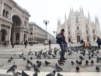 La plaza del Duomo, en Milán, este miércoles.