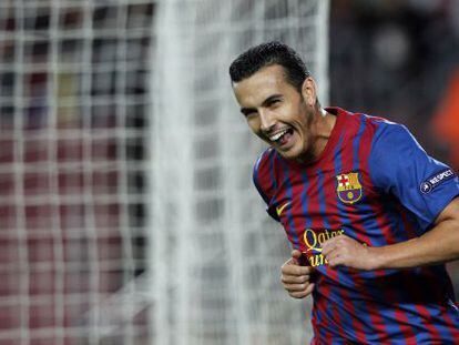 Pedro celebra la consecución de un gol.