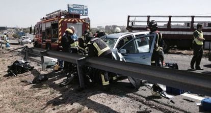 Un accidente ocurrido este julio en la A-5, a la altura de Móstoles (Madrid).