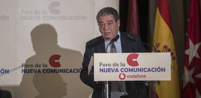Augusto Delkader durante su intervención en el Foro de la Nueva Comunicacion, en el hotel Palace