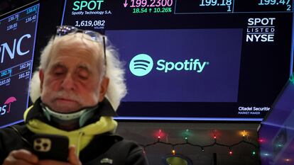 Información de Spotify en la Bolsa de Nueva York, el 4 de diciembre.