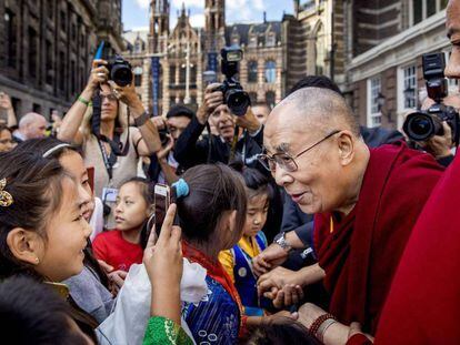 El Dalai Lama en Ámsterdam, el pasado sábado.