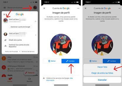 Cambiar el avatar de tu cuenta de Gmail.