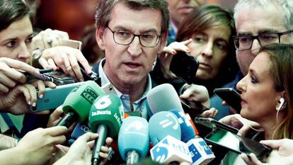 Nuñez Feijóo, ayer en la sede del PP.
