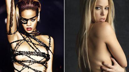 Las cantantes Rihanna y Shakira.