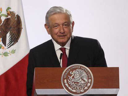 El presidente de México, Andrés Manuel López Obrador, en su tercer informe de gobierno, este miércoles.