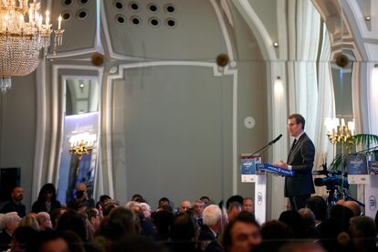 El líder del PP, Alberto Núñez Feijóo, en un desayuno informativo el pasado lunes en Madrid.