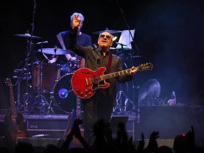 Elvis Costello, en un concierto de las Noches del Botánico, en Madrid.