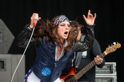 Juliette Lewis during a performance by her group Juliette and the Licks at the Download Festival in England in 2016.