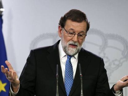 Rajoy durante una rueda de prensa en Moncloa en diciembre.