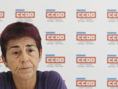 Mar&iacute;a D&iacute;az, portavoz de los trabajadores de la fundaci&oacute;n Forem, durante la rueda de prensa de ayer. 