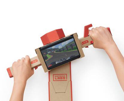 Un Toy-Con motocicleta de Nintendo Labo.