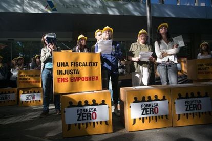 Protesta de la Plataforma Pobresa Zero contra la fiscalidad.