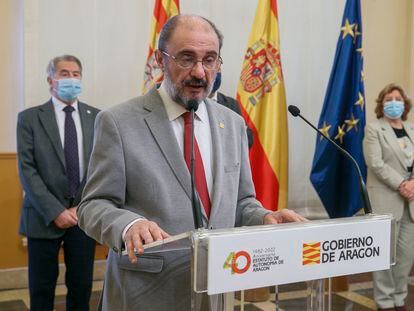 El presidente del Gobierno aragonés, Javier Lambán, este martes.