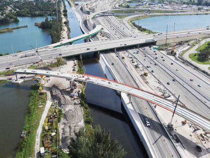 Autopista I-595 de Florida durante la fase de remodelación que llevó a cabo Dragados.