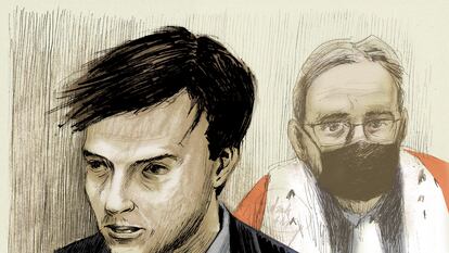 Dibujo del testigo Guillaume durante el juicio por los atentados de París realizado por Ivan Brun para el diario 'Le Monde'.