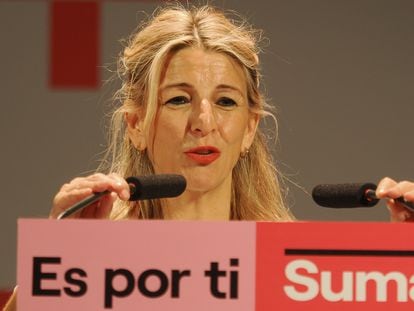 Yolanda Díaz, durante un acto de Sumar en Valladolid.