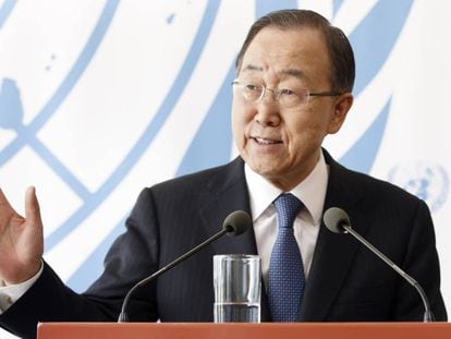 El secretario general de la ONU, Ban Ki-moon, este viernes en Ginebra.