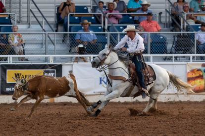 El vaquero Garret Hale, durante el West of Pecos Rodeo, el pasado 23 de junio.