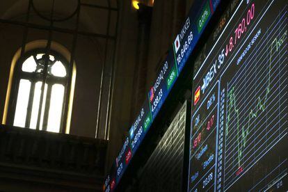 Panel informativo de la Bolsa de España