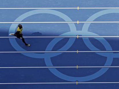 Bolt, durante las semifinales del 200.