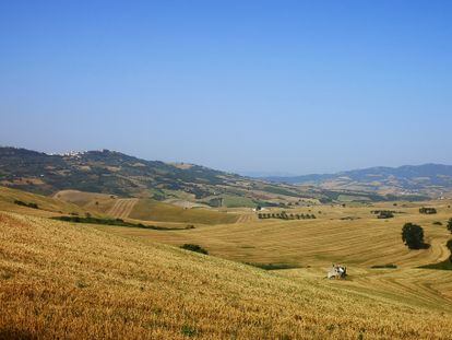Vista del paisaje durante una de las etapas de la Vía Lucana, en Basilicata.