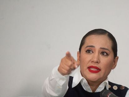 Sandra Cuevas, alcaldesa de Cuauhtémoc, durante una conferencia de prensa. | En video, los momentos más polémicos que ha vivido durante su gestión.

