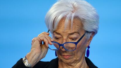 Christine Lagarde, presidenta del BCE, en rueda de prensa el pasado mayo.