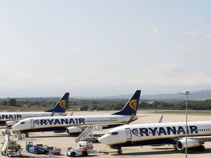 Imagen de los aviones de la aerol&iacute;nea Ryanair.