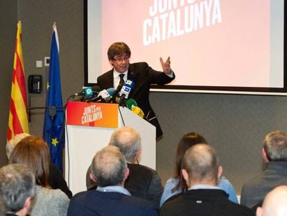Carles Puigdemont presenta en Brujas (B&eacute;lgica) su candidatura a las elecciones catalanas del 21 de diciembre.