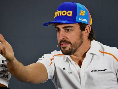 Fernando Alonso, en la rueda de prensa de su despedida.