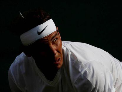 Nadal, durante el partido de cuartos contra Querrey en Londres.