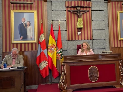 La alcaldesa de Burgos, Cristina Ayala, en el pleno celebrado este viernes.